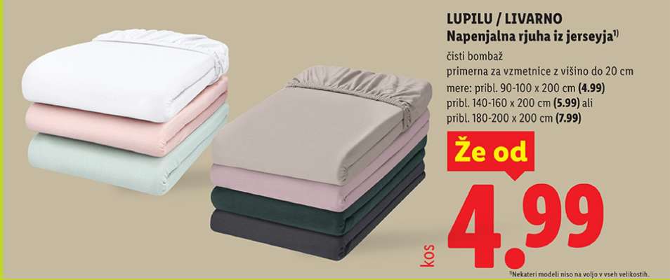 LUPILU / LIVARNO Napenjalna rjuha iz jerseya