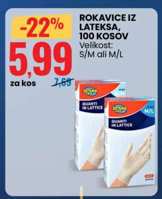 Rokavice iz lateksa, 100 kosov