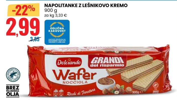 Napolitanke z lešnikovo kremo