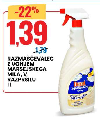 Razmaščevalec z vonjem marsejskega mila, v razpršilu