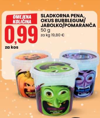 Sladkorna pena, okus bubblegum/jabolko/pomaranča