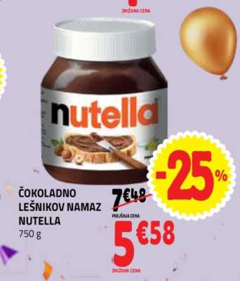 ČOKOLADNO LEŠNIKOV NAMAZ NUTELLA