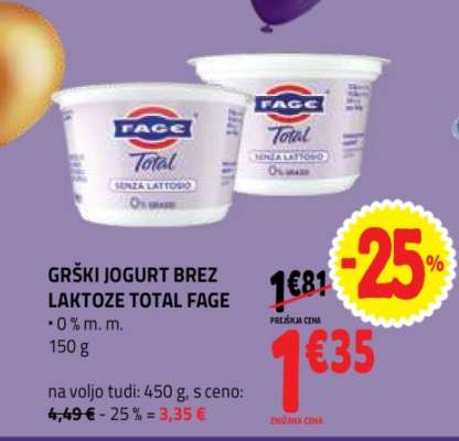GRŠKI JOGURT BREZ LAKTOZE TOTAL FAGE