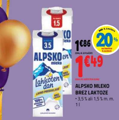 ALPSKO MLEKO BREZ LAKTOZE