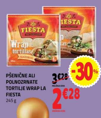 PŠENIČNE ALI POLNOZRNATE TORTILIJE WRAP LA FIESTA