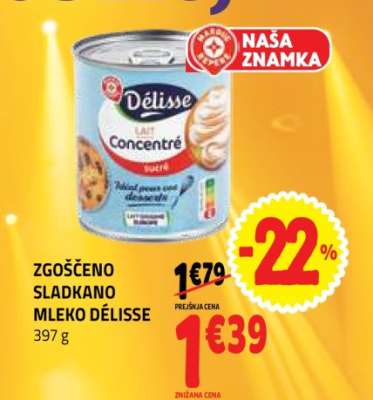 Zgoščeno sladkano mleko Délisse