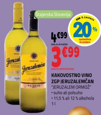 Kakovostno vino ZGP Jeruzalemčan