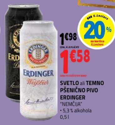 SVETLO ali TEMNO PŠENIČNO PIVO ERDINGER