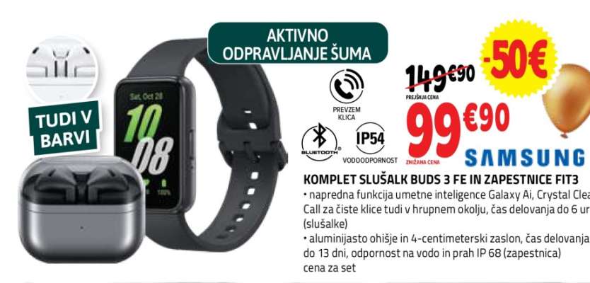 KOMPLET SLUŠALK BUDS 3 FE IN ZAPESTNICE FIT3
