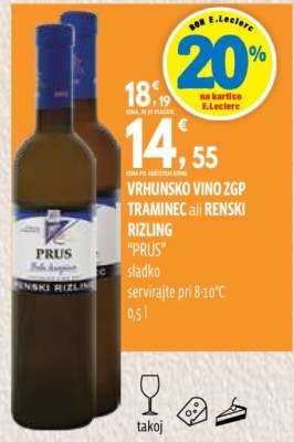 VRHUNSKO VINO ZGP TRAMINEC ali RENSKI RIZLING