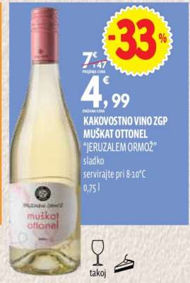 KAKOVOSTNO VINO ZGP MUŠKAT OTTONEL