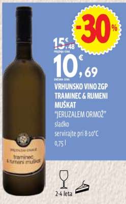 VRHUNSKO VINO ZGP TRAMINEC & RUMENI MUŠKAT