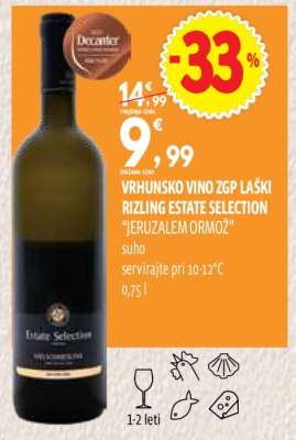 VRHUNSKO VINO ZGP LAŠKI RIZLING ESTATE SELECTION
