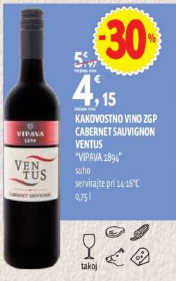 Kakovostno vino ZGP Cabernet Sauvignon Ventus