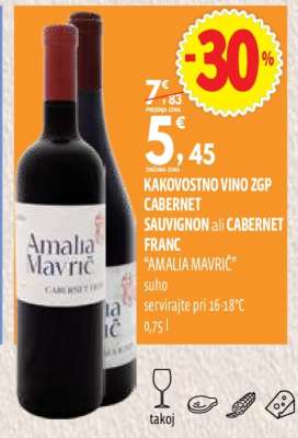 KAKOVOSTNO VINO ZGP CABERNET SAUVIGNON ali CABERNET FRANC
