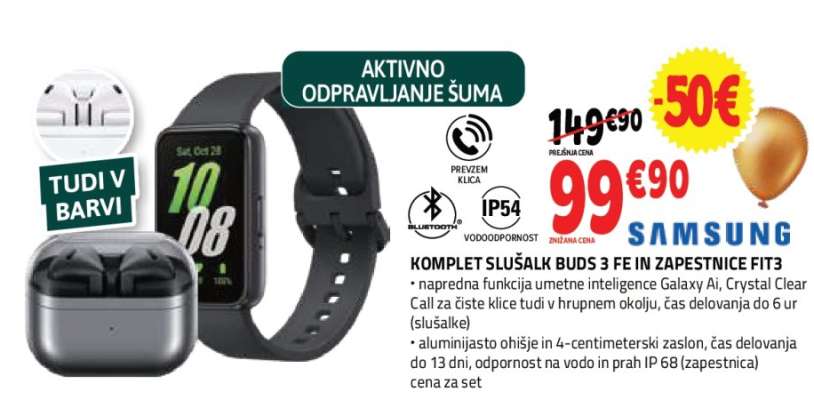 KOMPLET SLUŠALK BUDS 3 FE IN ZAPESTNICE FIT3