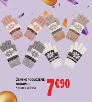 Ženske podložene rokavice