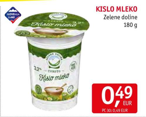 Kislo mleko Zelené doline 180 g