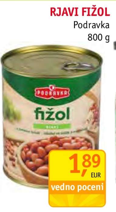 RJAVI FIŽOL Podravka 800 g