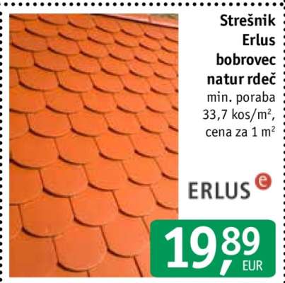 Strešnik Erlus bobrovec natur rdeč