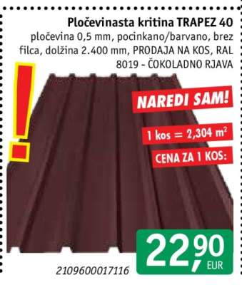Pločevinasta kritina TRAPEZ 40
