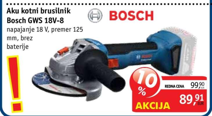 Aku kotni brusilnik Bosch GWS 18V-8