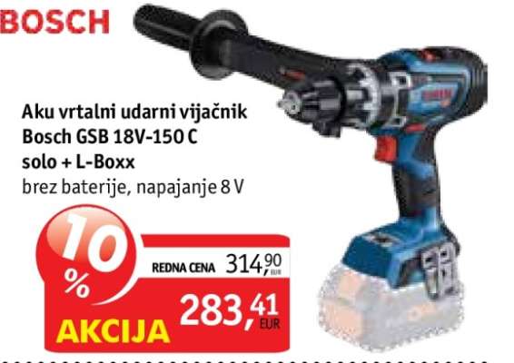 Aku vrtalni udarni vijačnik Bosch GSB 18V-150 C solo + L-Boxx