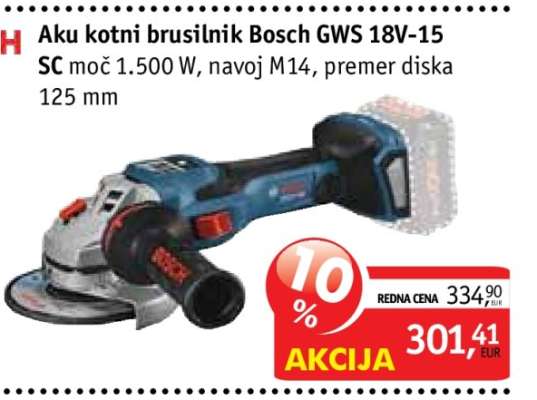 Aku kotni brusilnik Bosch GWS 18V-15 SC