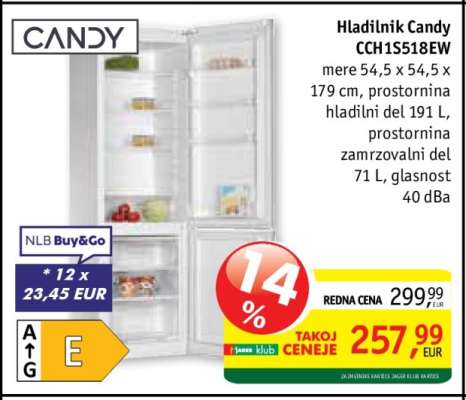 Hladilnik Candy CCH1S518EW