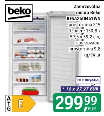 Zamrzovalna omara Beko RFSA240M41WN
