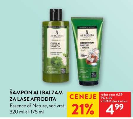 Šampon ali balzam za lase Afrodita