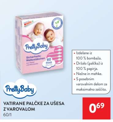 PrettyBaby Vatirane palčke za ušesa z varovalom