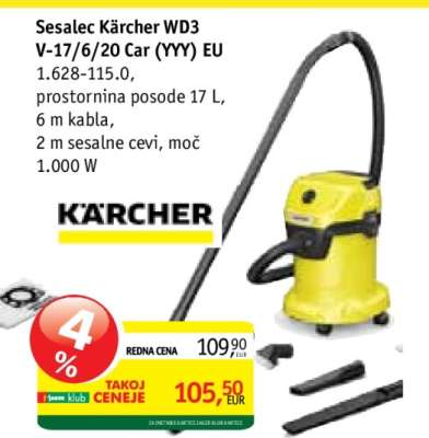 Sesalec Karcher WD3 V-17/6/20 Car (YYY) EU