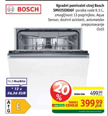 Vgradni pomivalni stroj Bosch SMV25EX06F