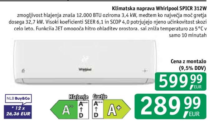 Klimatska naprava Whirlpool SPICR 312W