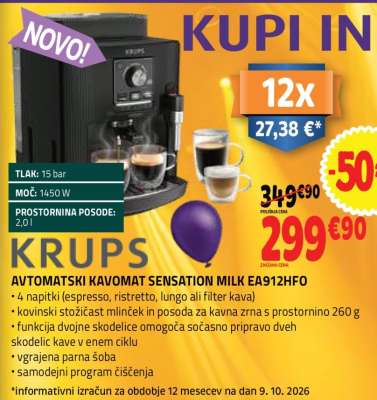 KRUPS AVTOMATSKI KAVOMAT SENSATION MILK EA912HFO
