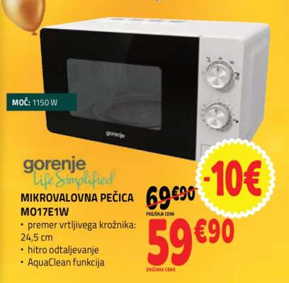 MIKROVALOVNA PEČICA MO17E1W