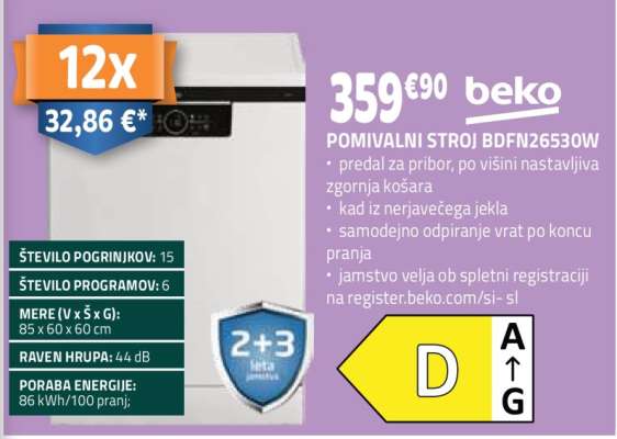 POMIVALNI STROJ BDFN26530W