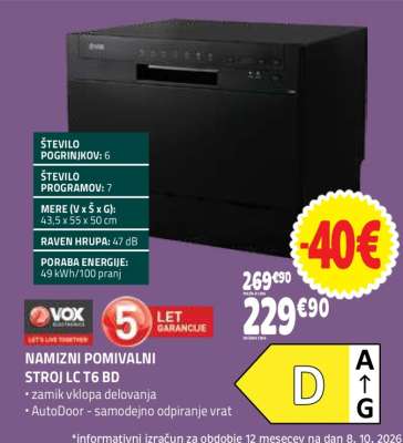 NAMIZNI POMIVALNI STROJ LC T6 BD